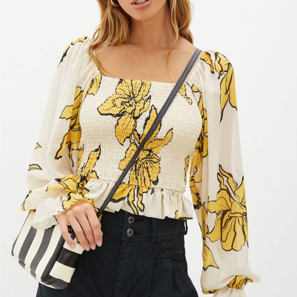 NWOT Anthropologie Floral Puff Sleeve Blouse